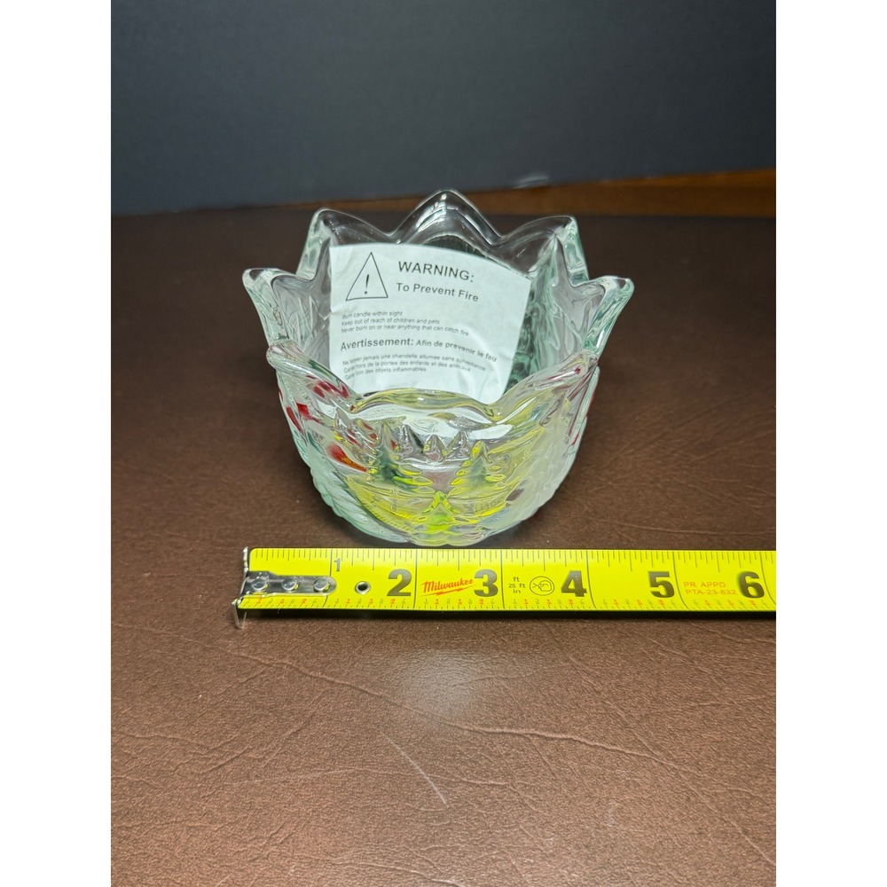 Mikasa Celebrations Christmas Glass Votive Candle Holder Scalloped Rim - Picture 8 of 9